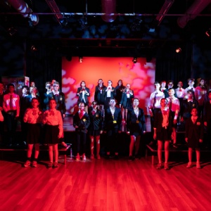 Year 8 students performing in the production Tuesday by Alison Carr
